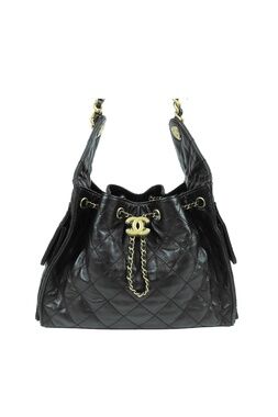 Chanel 25 Black Gold Calfskin Small Chain Shoulder Bag